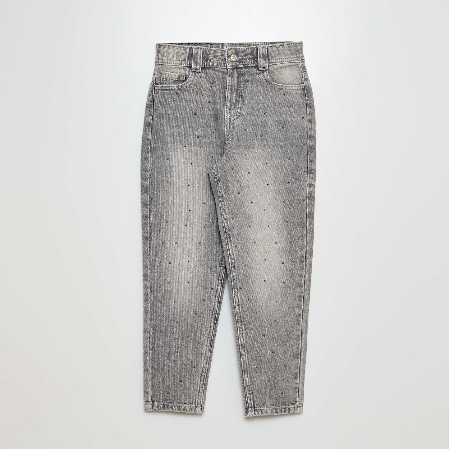 Mom jeans with fancy beads GREY