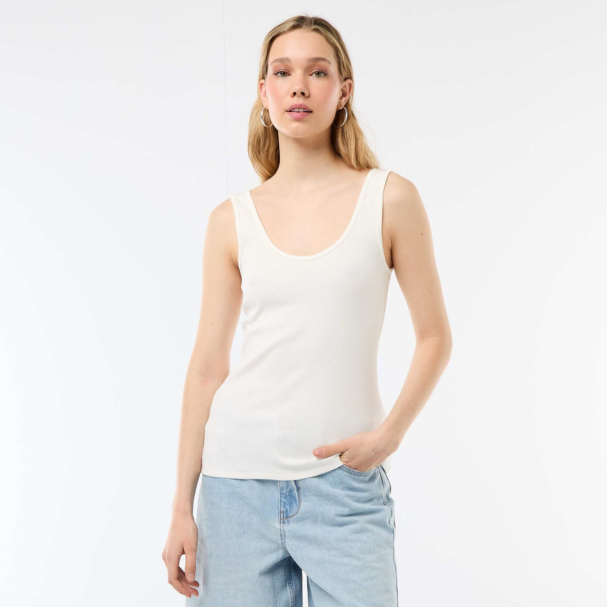 Sleeveless tank top WHITE