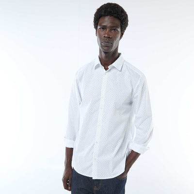 Straight/regular fit polka dot shirt WHITE