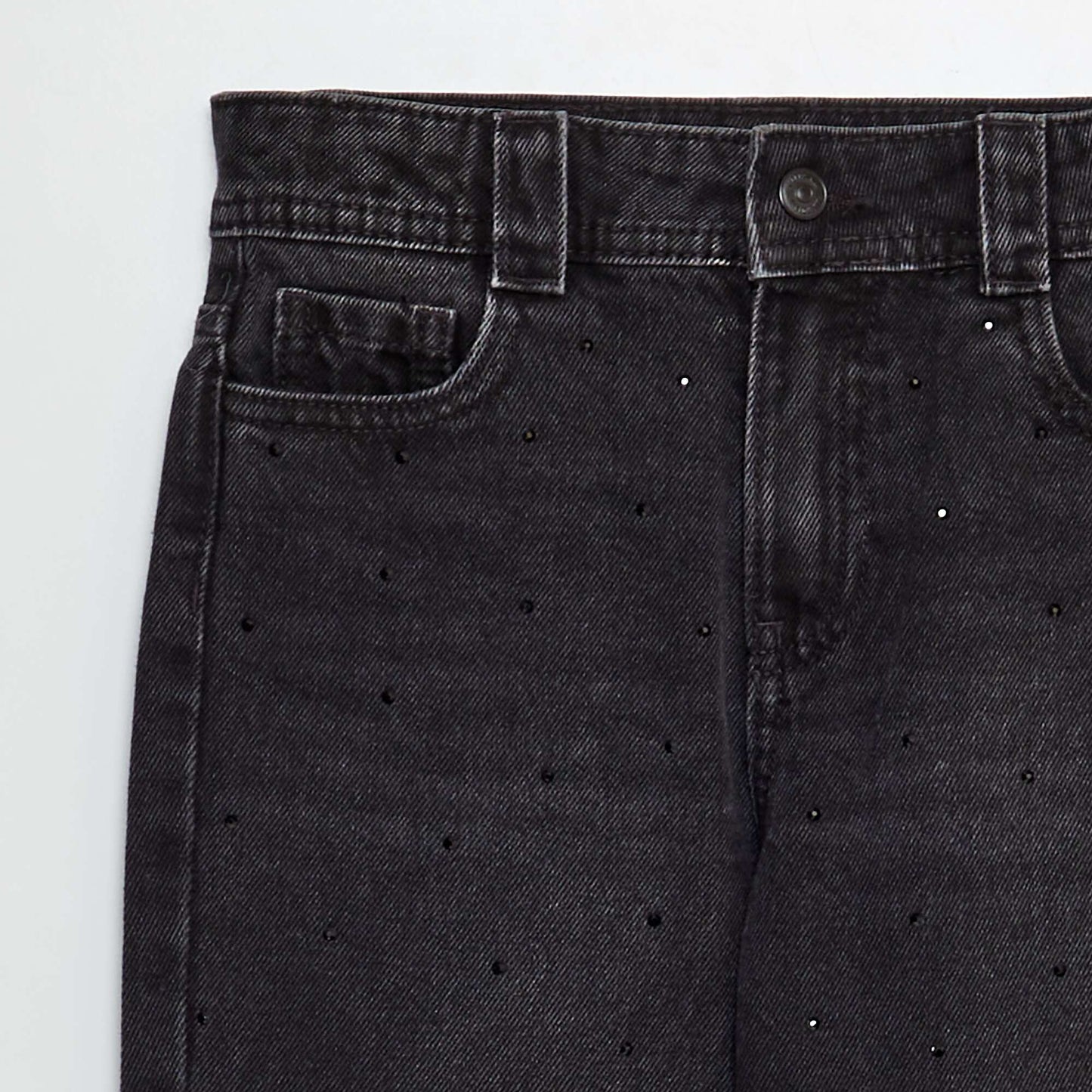 Mom jeans with fancy beads BLACK
