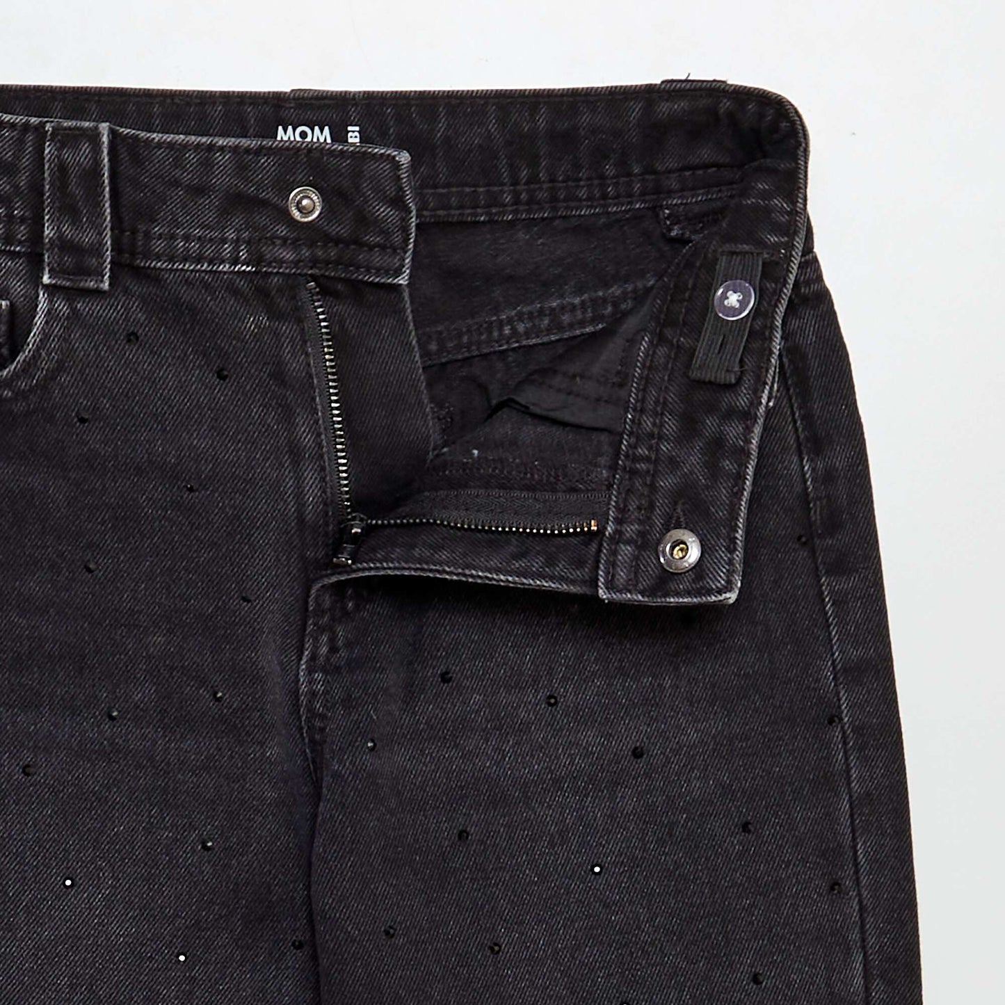 Mom jeans with fancy beads BLACK