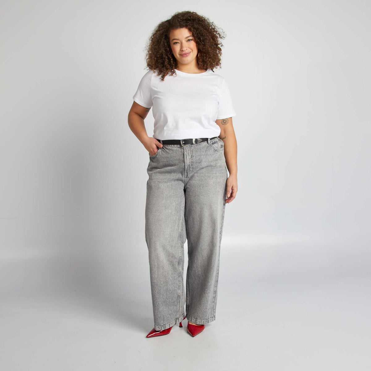 Short-sleeved jersey knit T-shirt WHITE