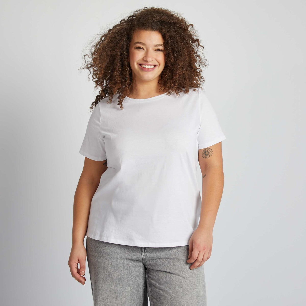 Short-sleeved jersey knit T-shirt WHITE