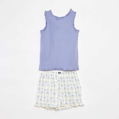 2-piece pyjama set - printed shorts + vest top WHITE