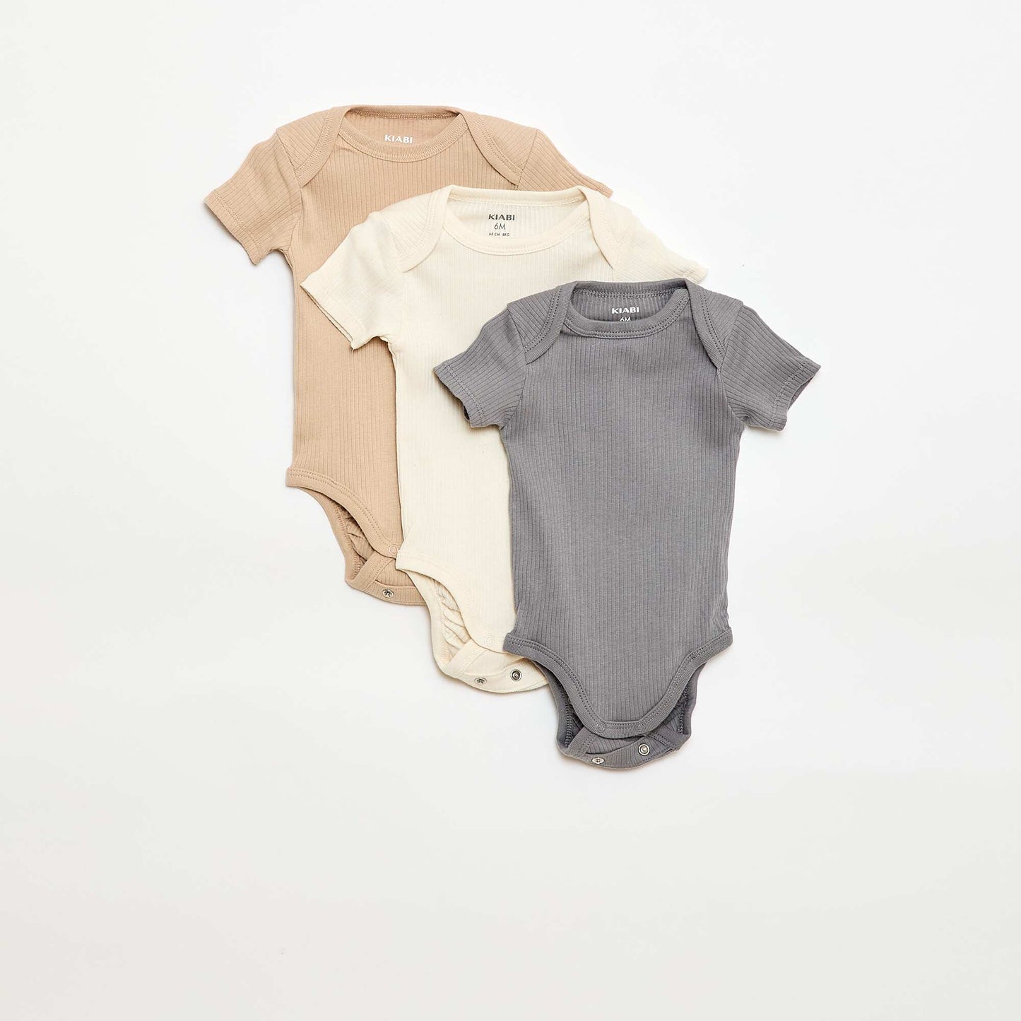 Plain knit grow-with-them bodysuits - Pack of 3 BEIGE