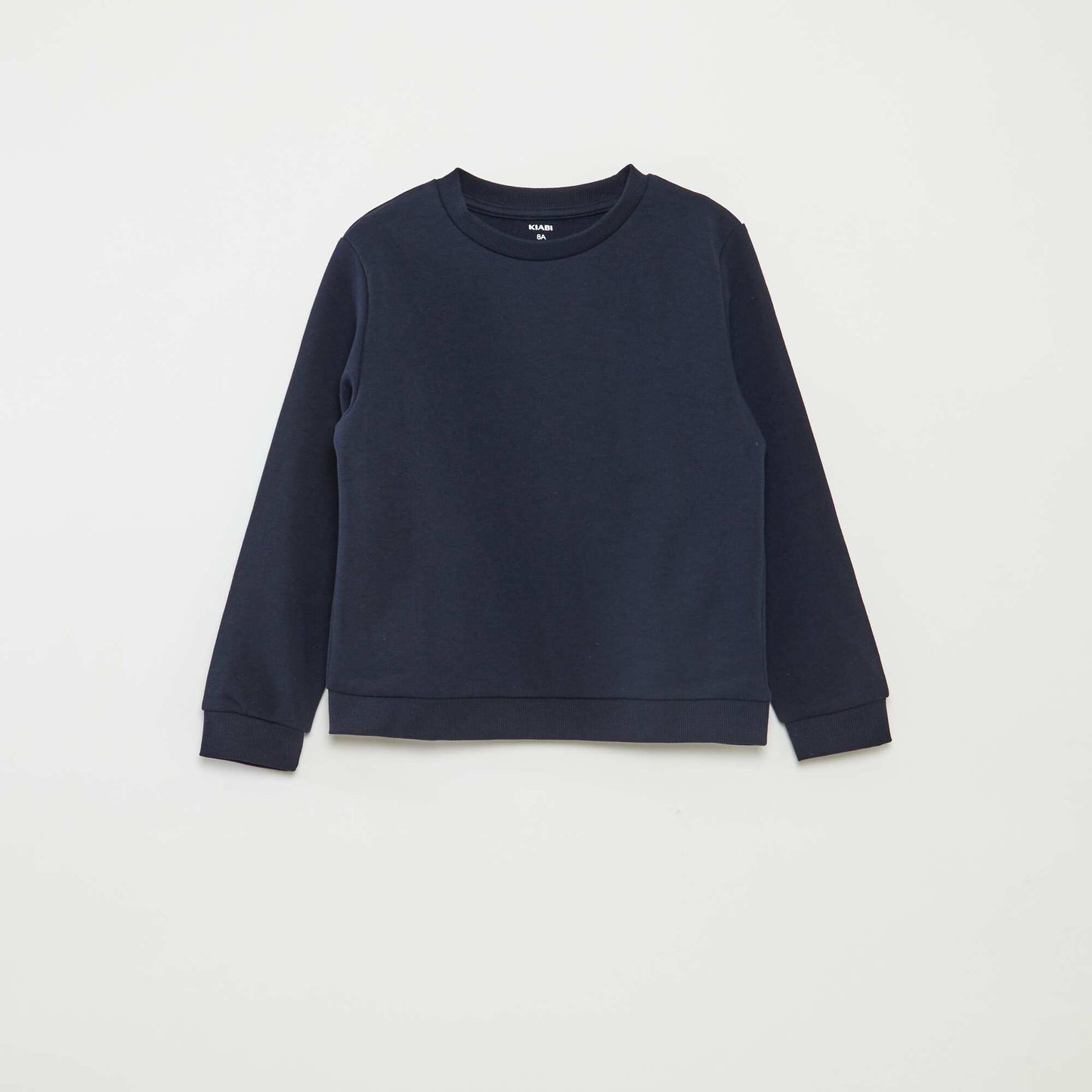 Plain French terry sweatshirt with round neck BLUE