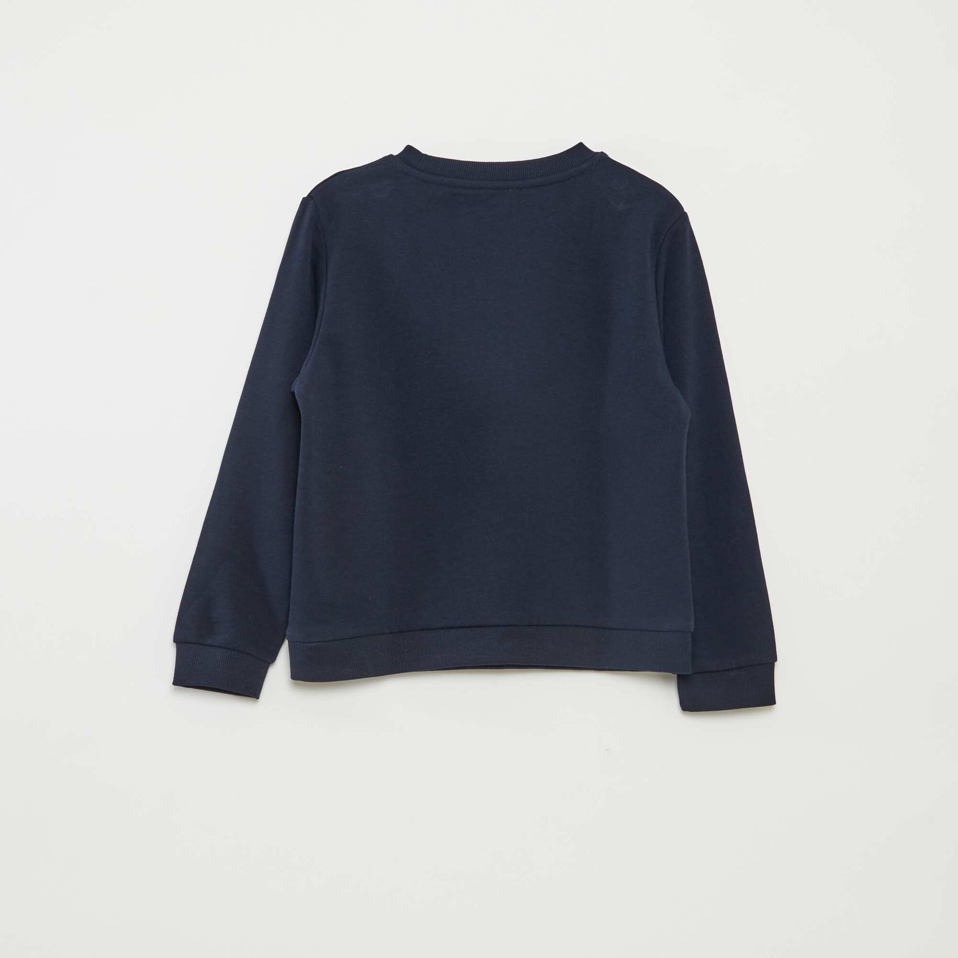 Plain French terry sweatshirt with round neck BLUE