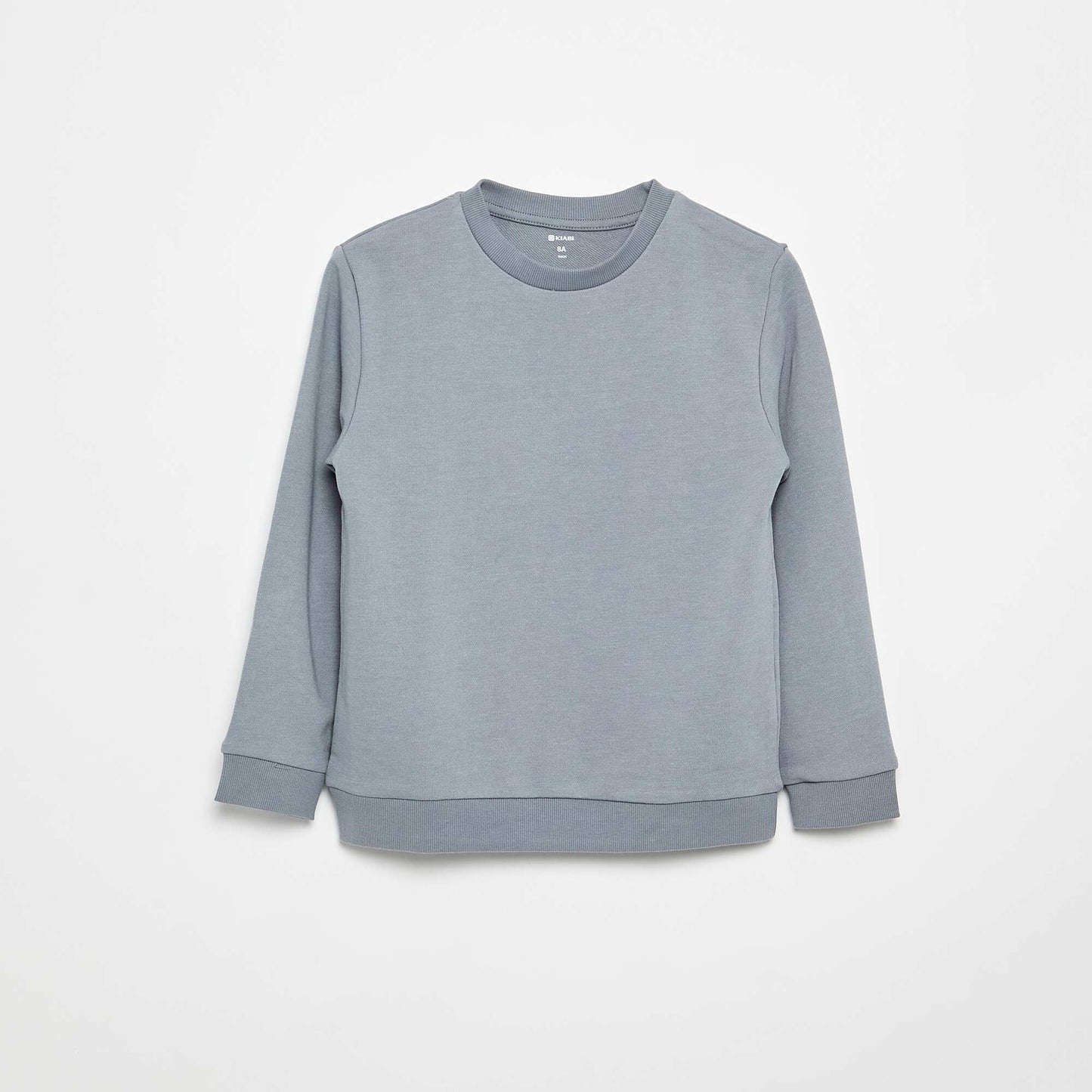 Plain French terry sweatshirt with round neck BLUE
