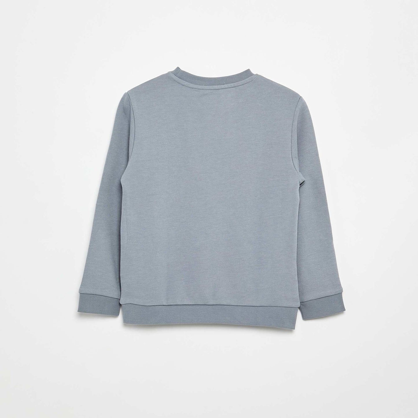 Plain French terry sweatshirt with round neck BLUE