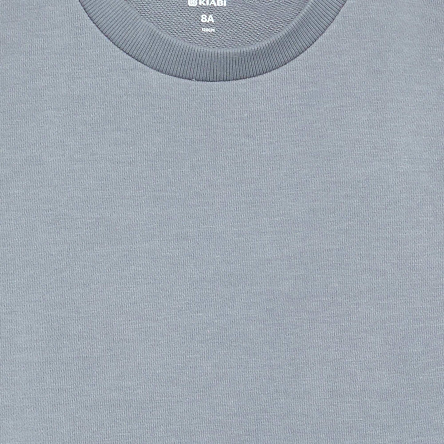 Plain French terry sweatshirt with round neck BLUE