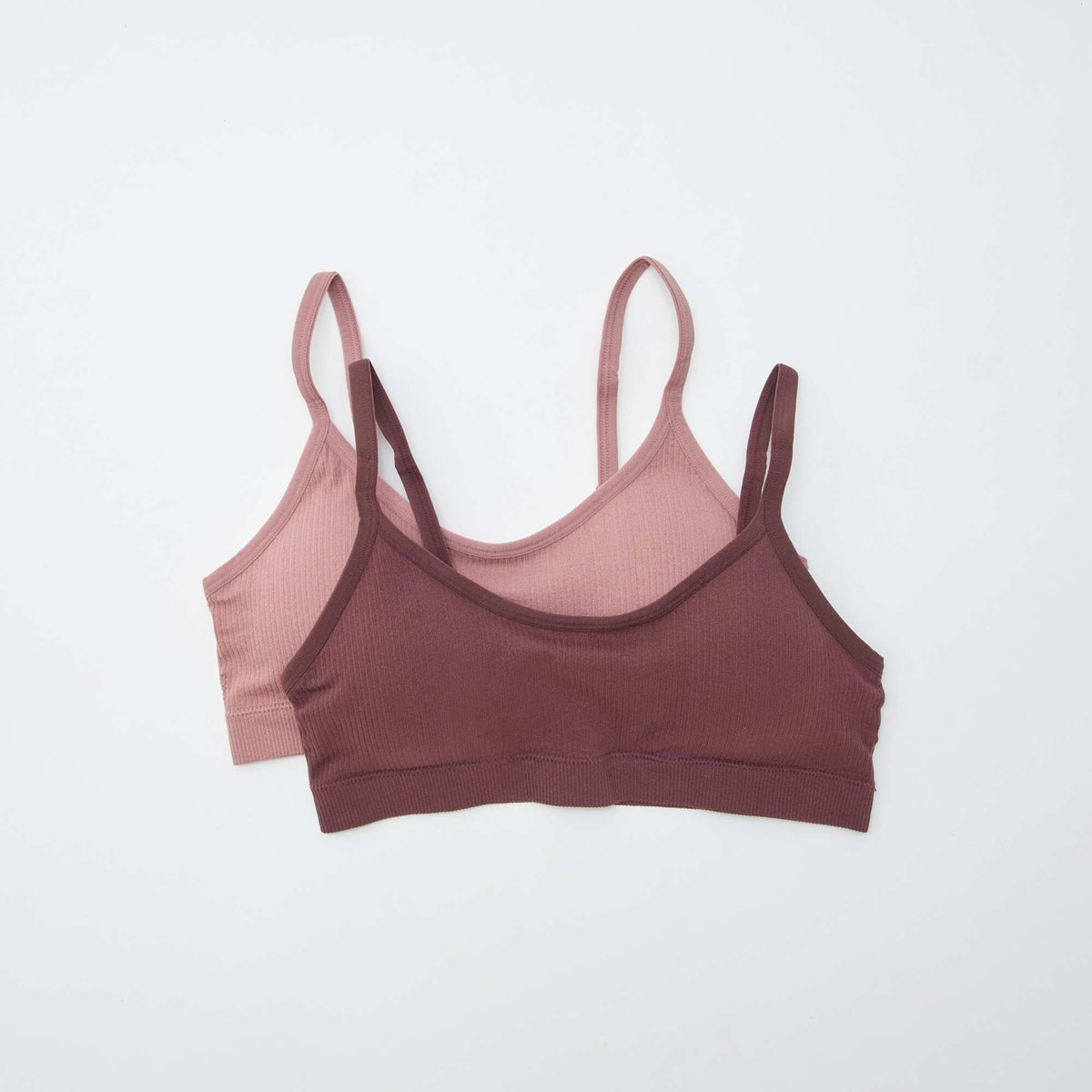 2-Pack Ribbed Bralettes PINK