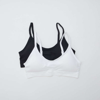 2-Pack Ribbed Bralettes WHITE