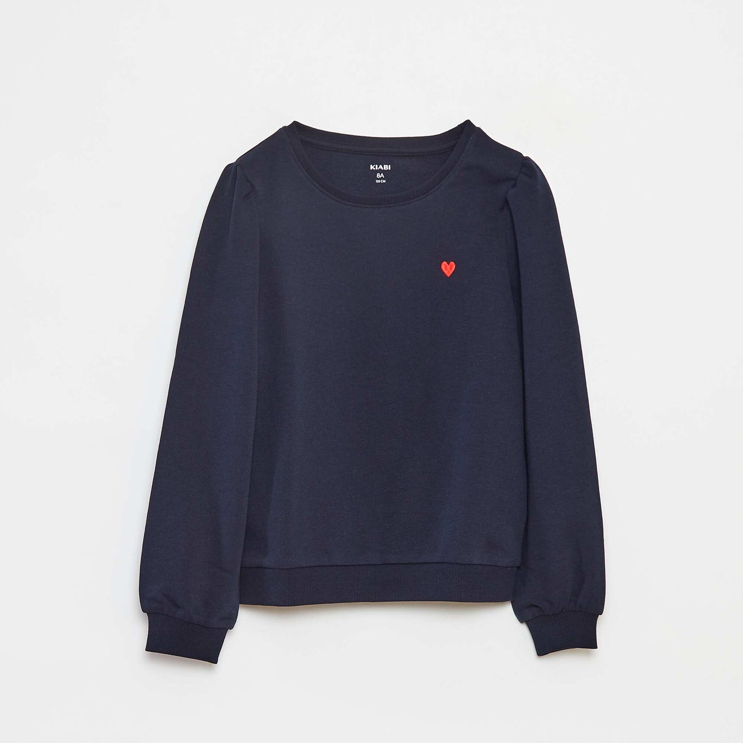 Plain sweatshirt with heart embroidery BLUE