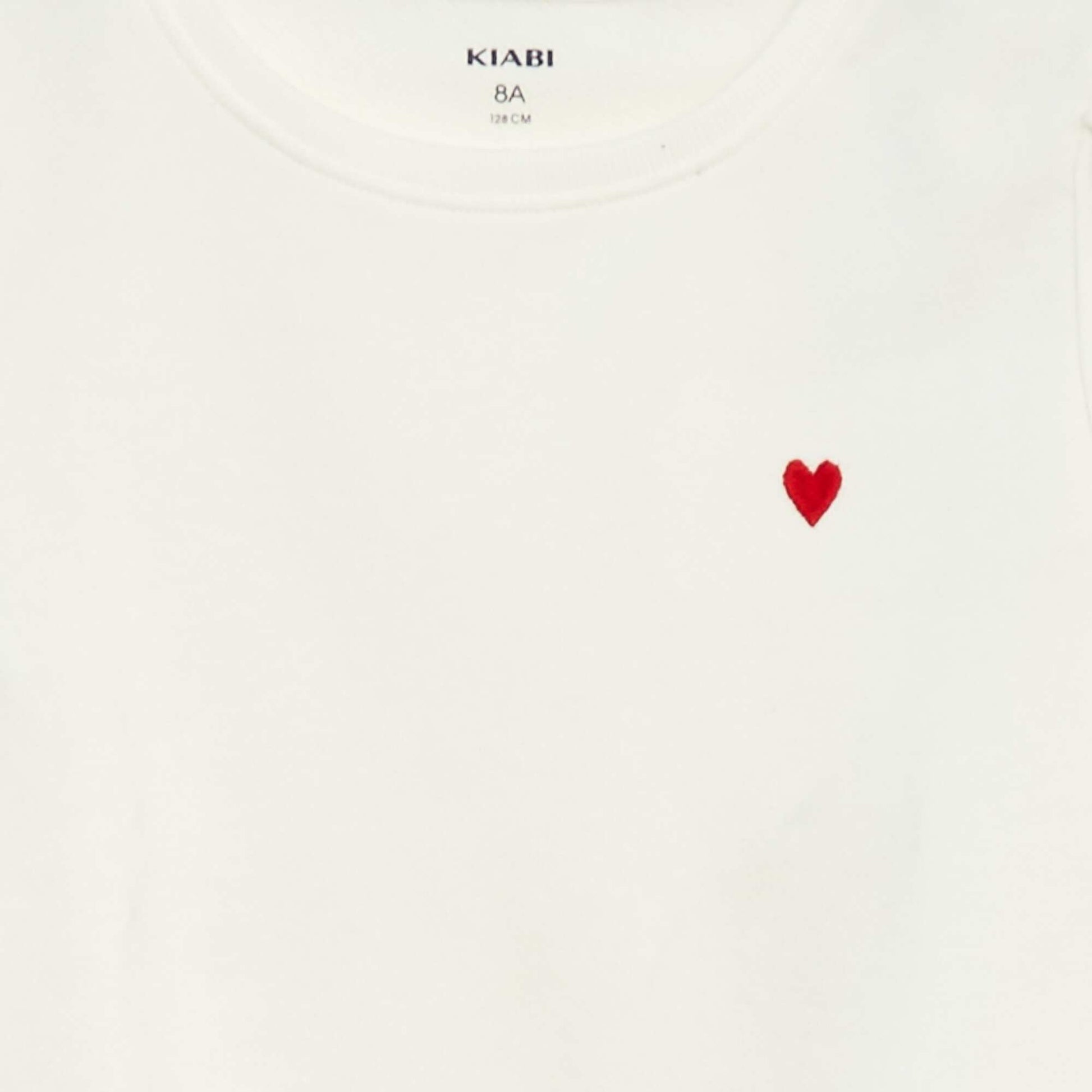 Plain sweatshirt with heart embroidery WHITE