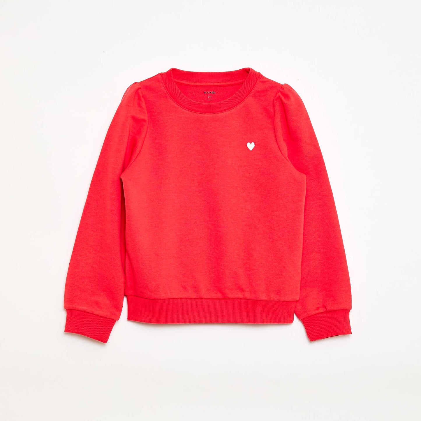 Plain sweatshirt with heart embroidery RED