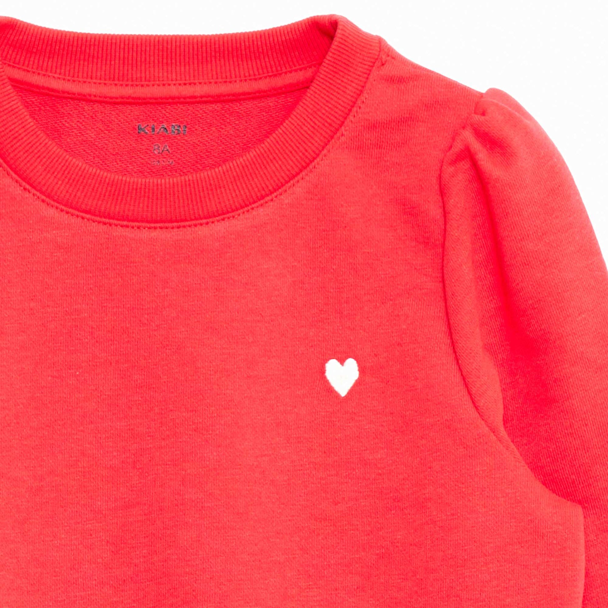 Plain sweatshirt with heart embroidery RED