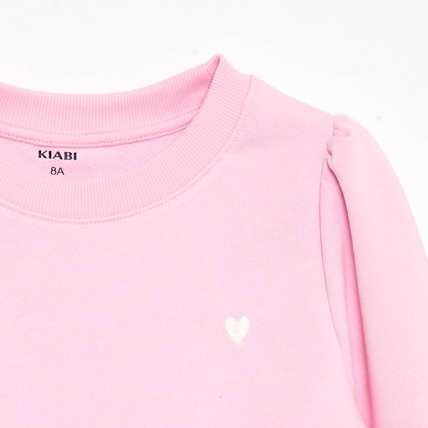 Plain sweatshirt with heart embroidery PINK