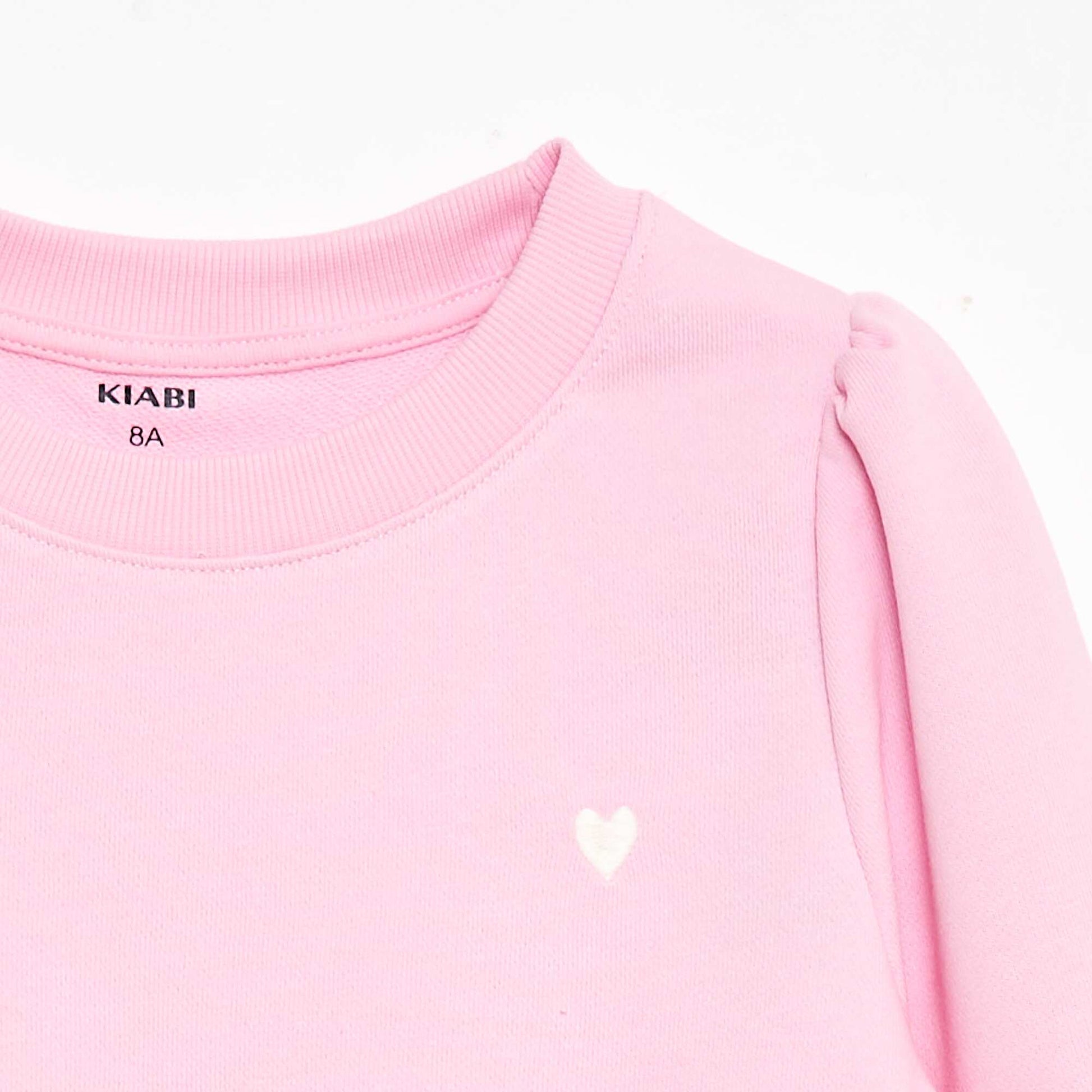 Plain sweatshirt with heart embroidery PINK
