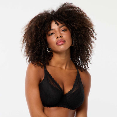 Lace full coverage balconette bra BLACK