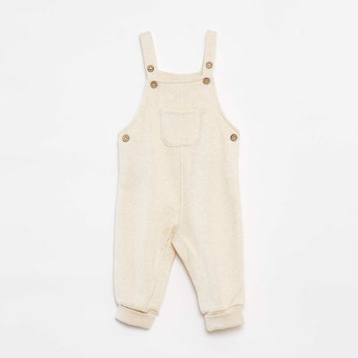 Long sweatshirt fabric dungarees with adjustable braces BEIGE