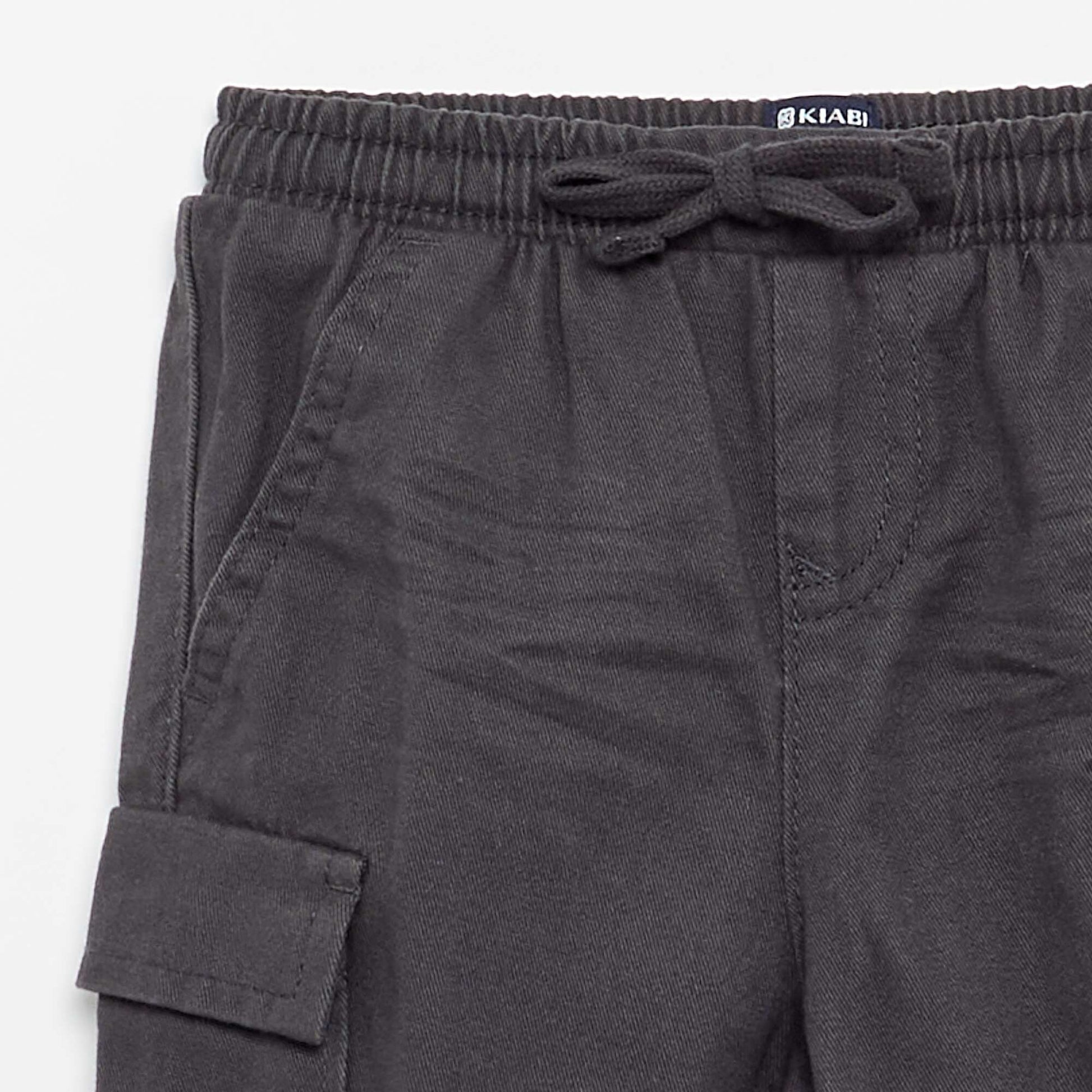 Twill joggers with flap pockets BLACK