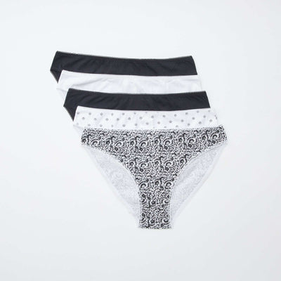 Pack of 5 Briefs - Plain and Printed WHITE
