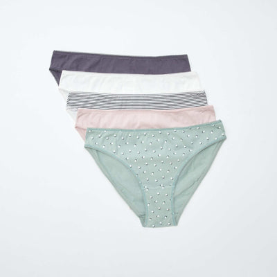 Pack of 5 Briefs - Plain and Printed WHITE