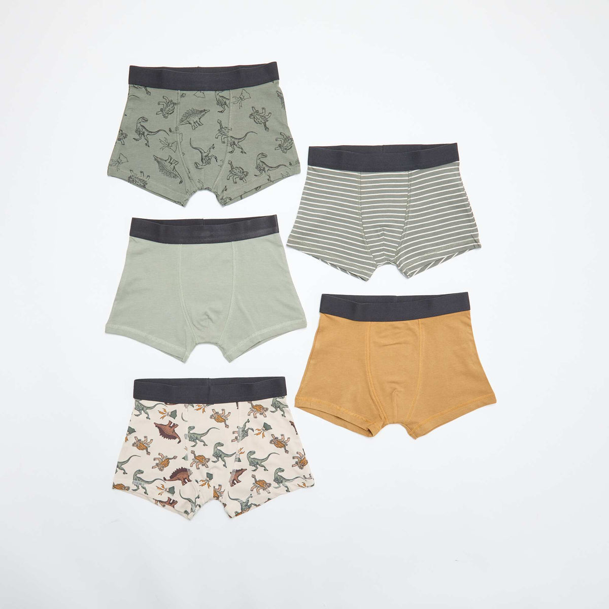 Pack of 5 plain or printed boxers KHAKI