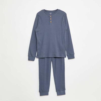 Ribbed T-shirt + Pants Pajama Set - 2 pieces GREY