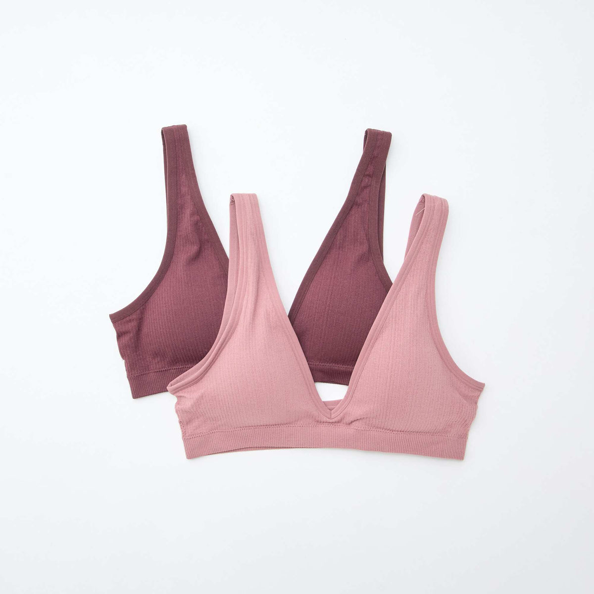 Pack of 2 seamless ribbed bralettes PINK