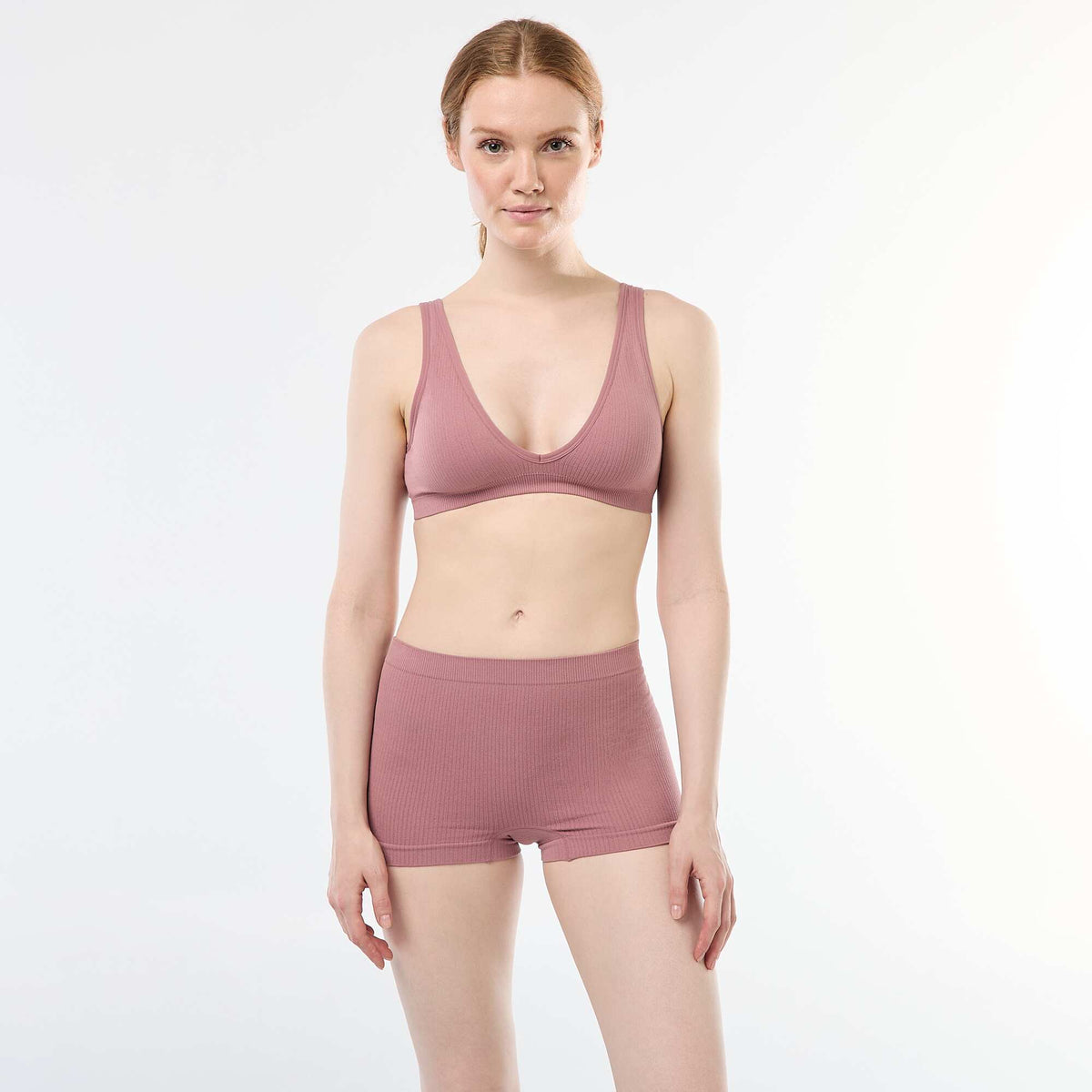 Pack of 2 seamless ribbed bralettes PINK