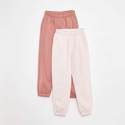 Pack of 2 pairs of sweatshirt fabric joggers PINK
