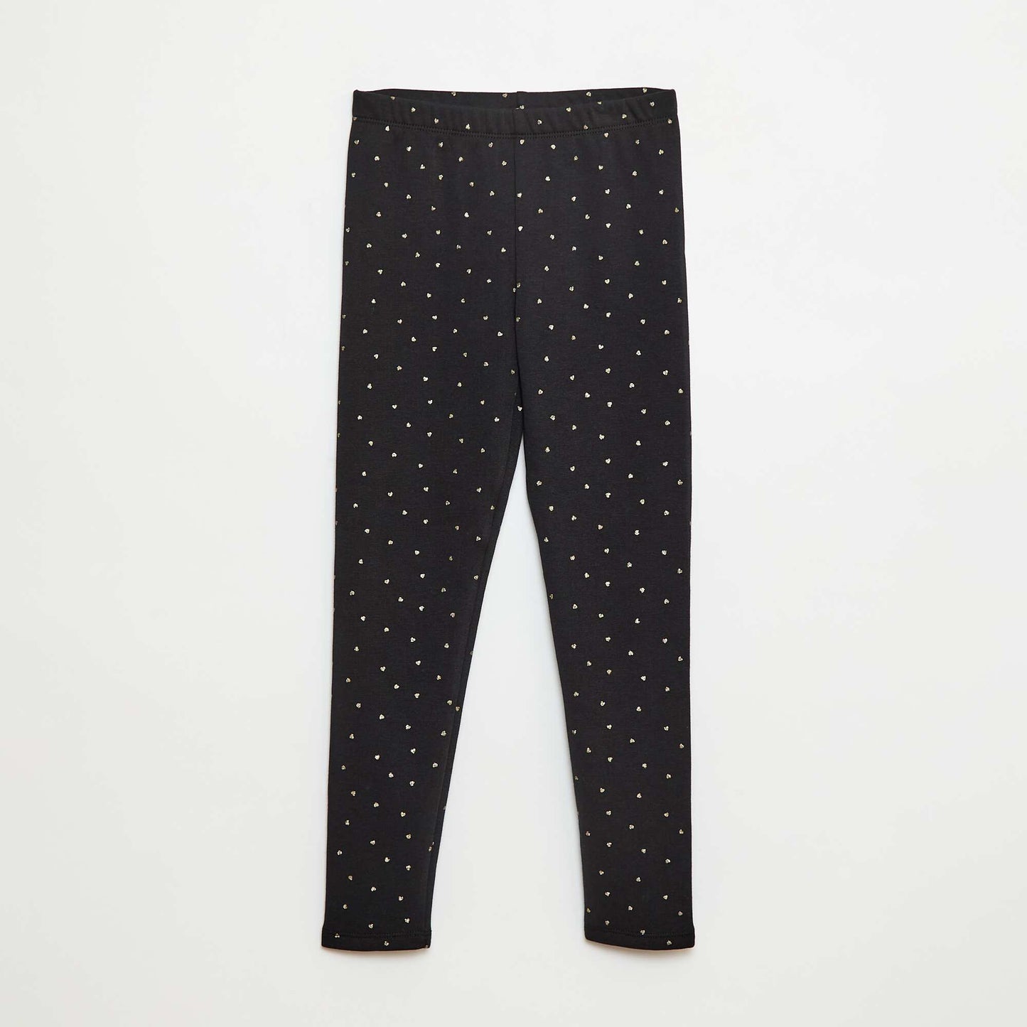 Warm Velour-Lined Printed Leggings BLACK