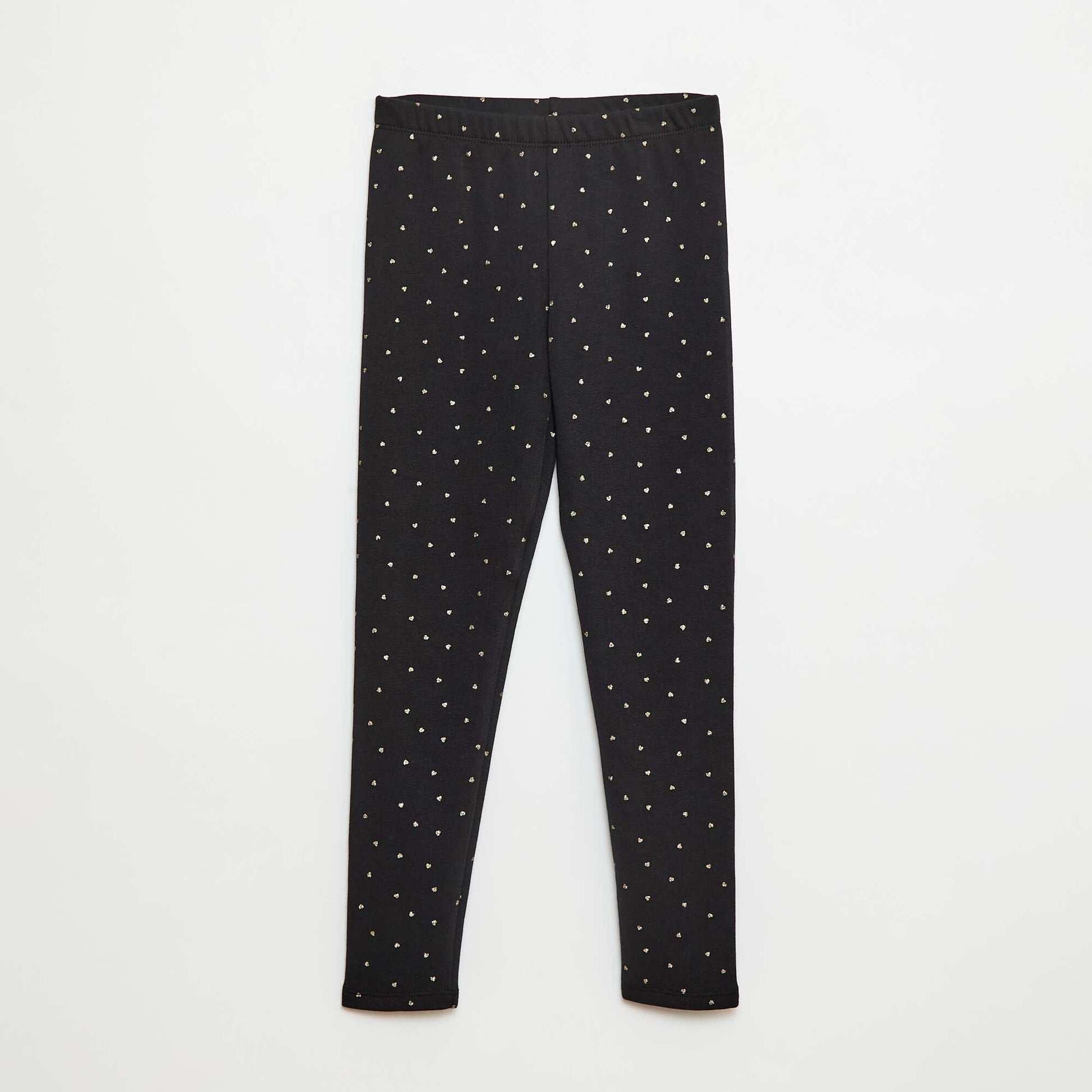 Warm Velour-Lined Printed Leggings BLACK