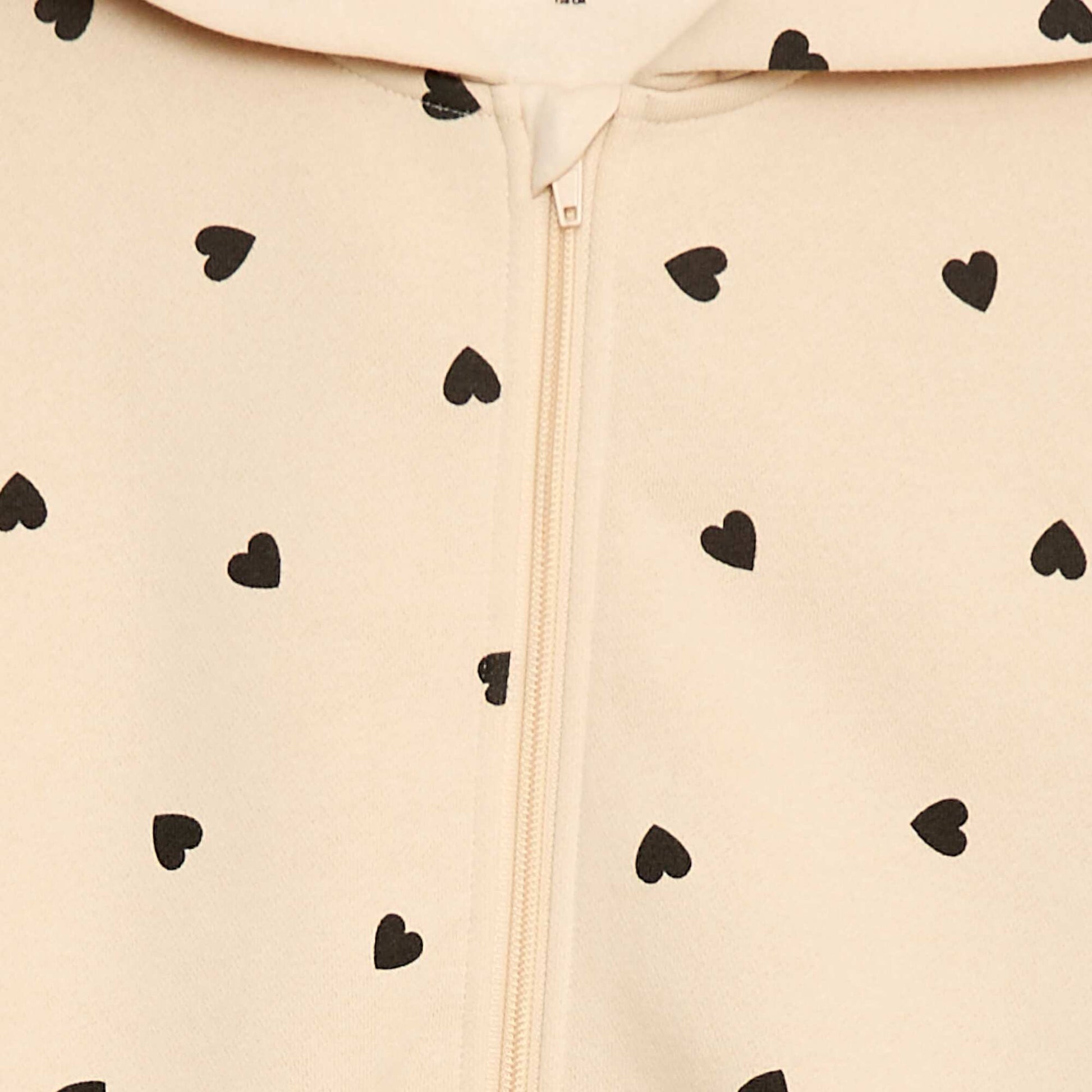 Zip-up hoodie with print BEIGE
