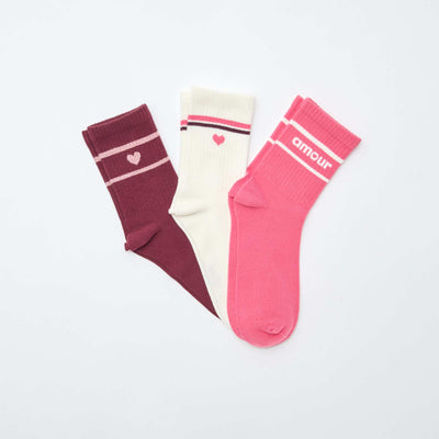 Fancy Ribbed Socks RED