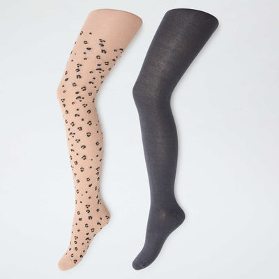2-Pack of 'Leopard' Tights BROWN