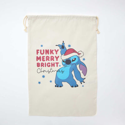 Disney 'Stitch' Cotton Drawstring Bag WHITE
