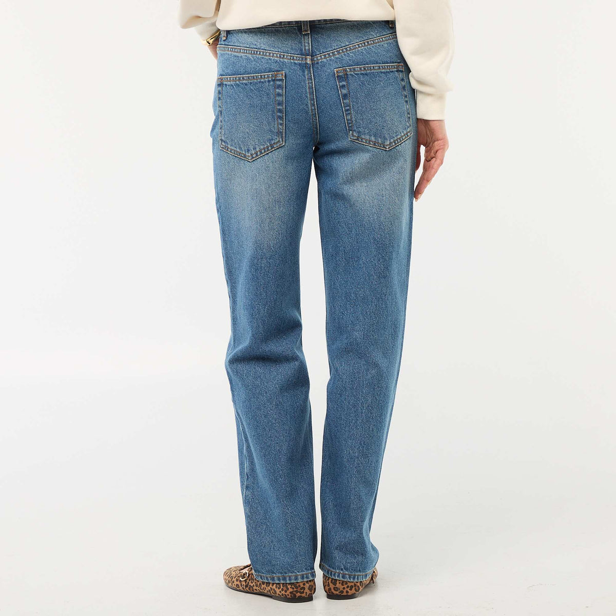 Cotton Straight Denim Jeans BLUE