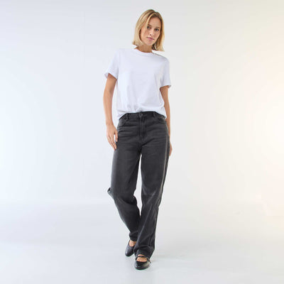 Cotton straight denim jeans BLACK