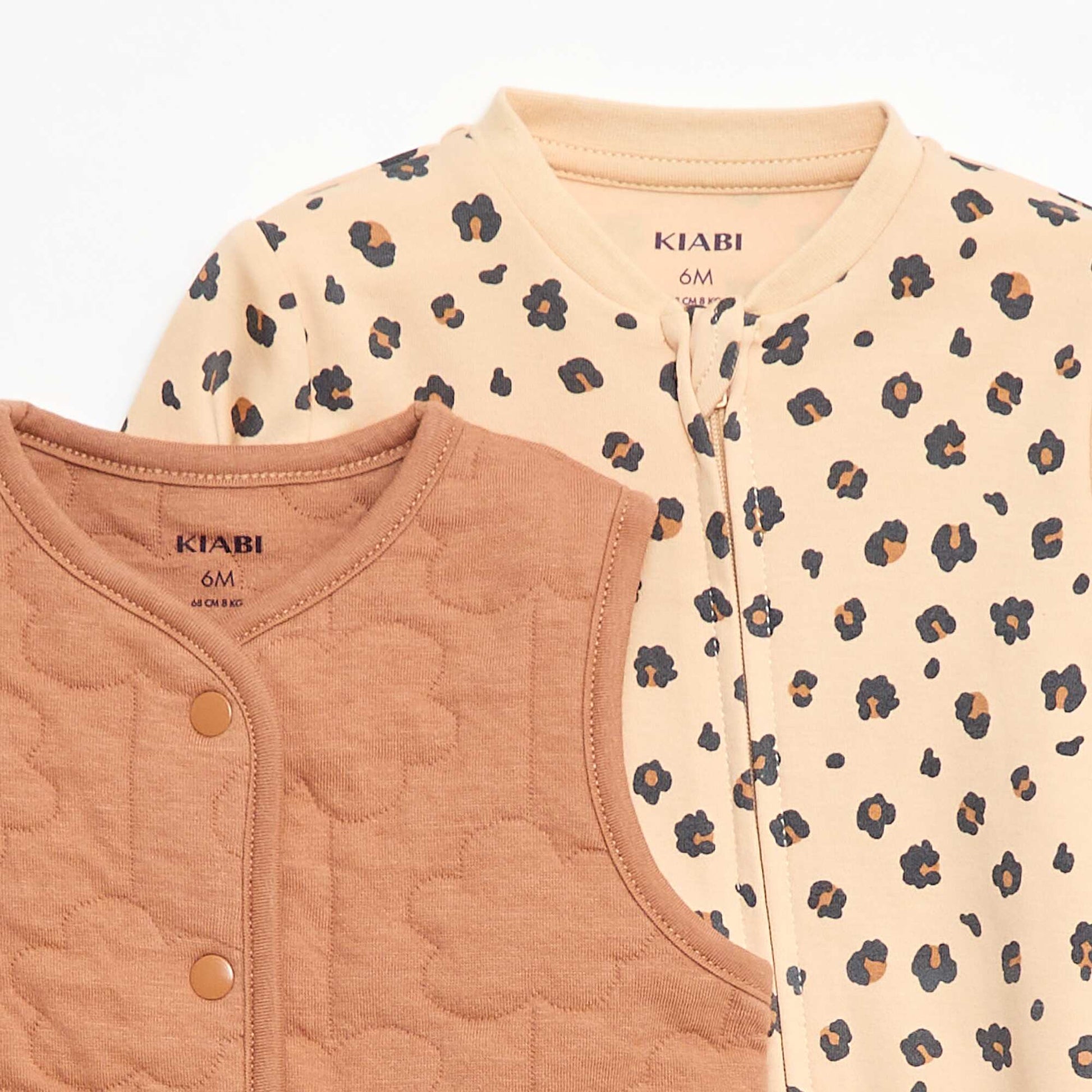 Sleepsuit + Quilted Vest Set BROWN