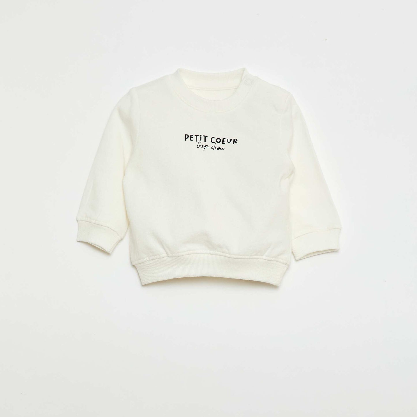 Lightweight Fleece Sweatshirt with Print WHITE