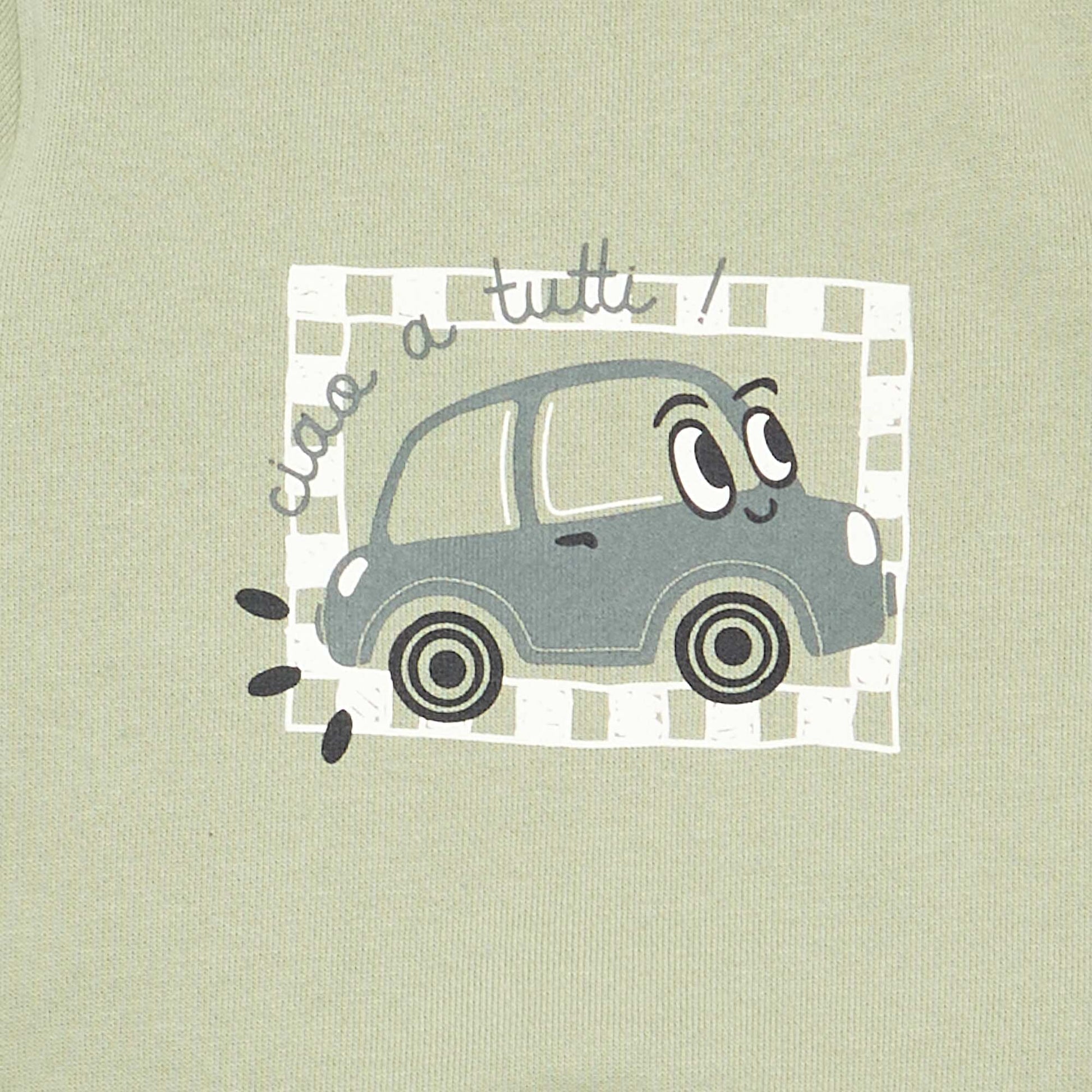 Lightweight Fleece Sweatshirt with Print GREEN