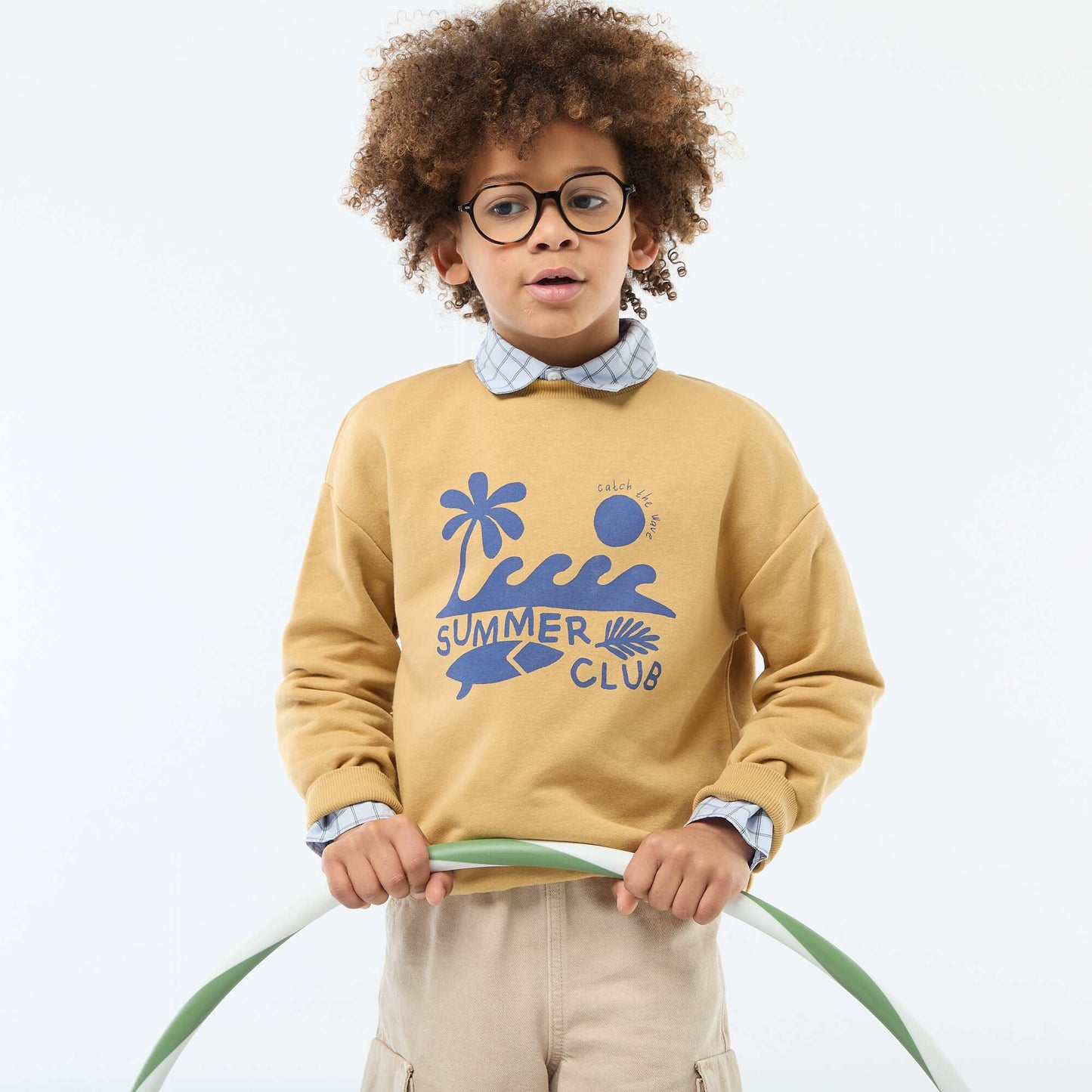 Printed Crew Neck Sweatshirt YELLOW