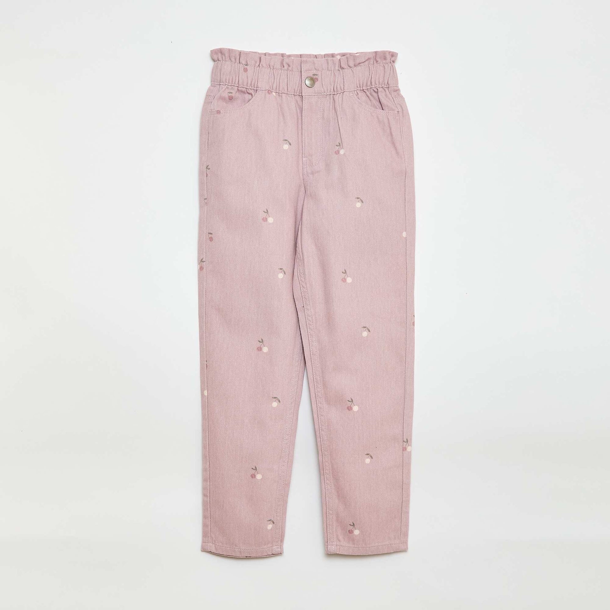 Patterned Mom Fit Denim Trousers PINK