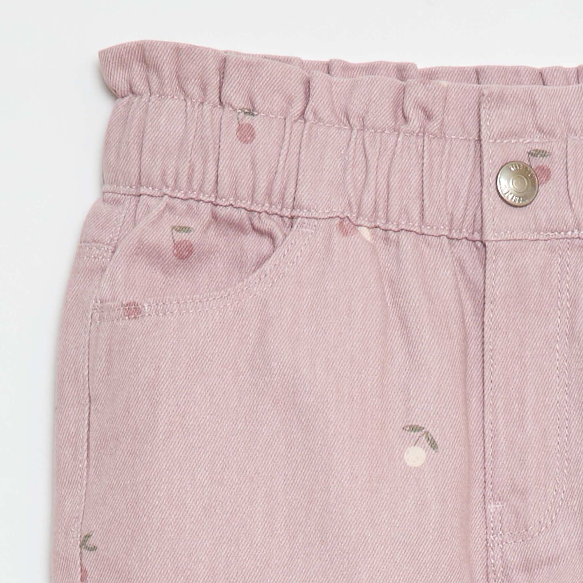 Patterned Mom Fit Denim Trousers PINK
