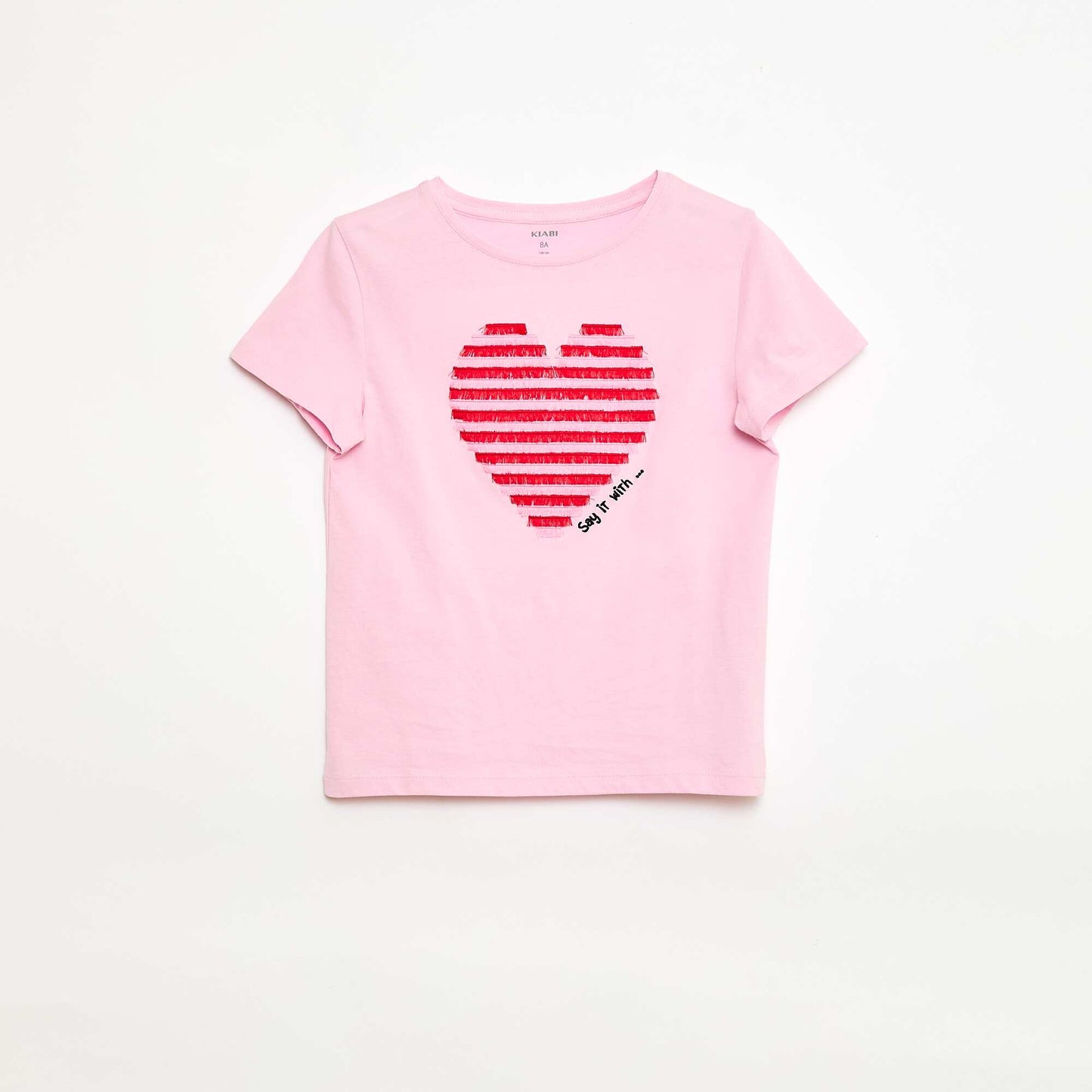 Short-sleeved T-shirt with sequin design PINK