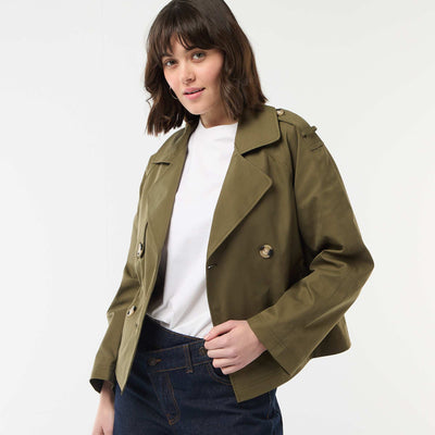 Short cotton trench coat KHAKI