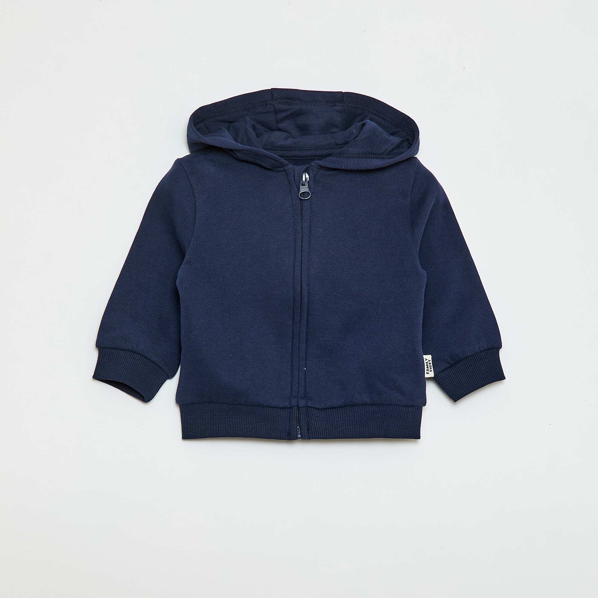 Zipped Fleece Hoodie Sweatshirt BLACK