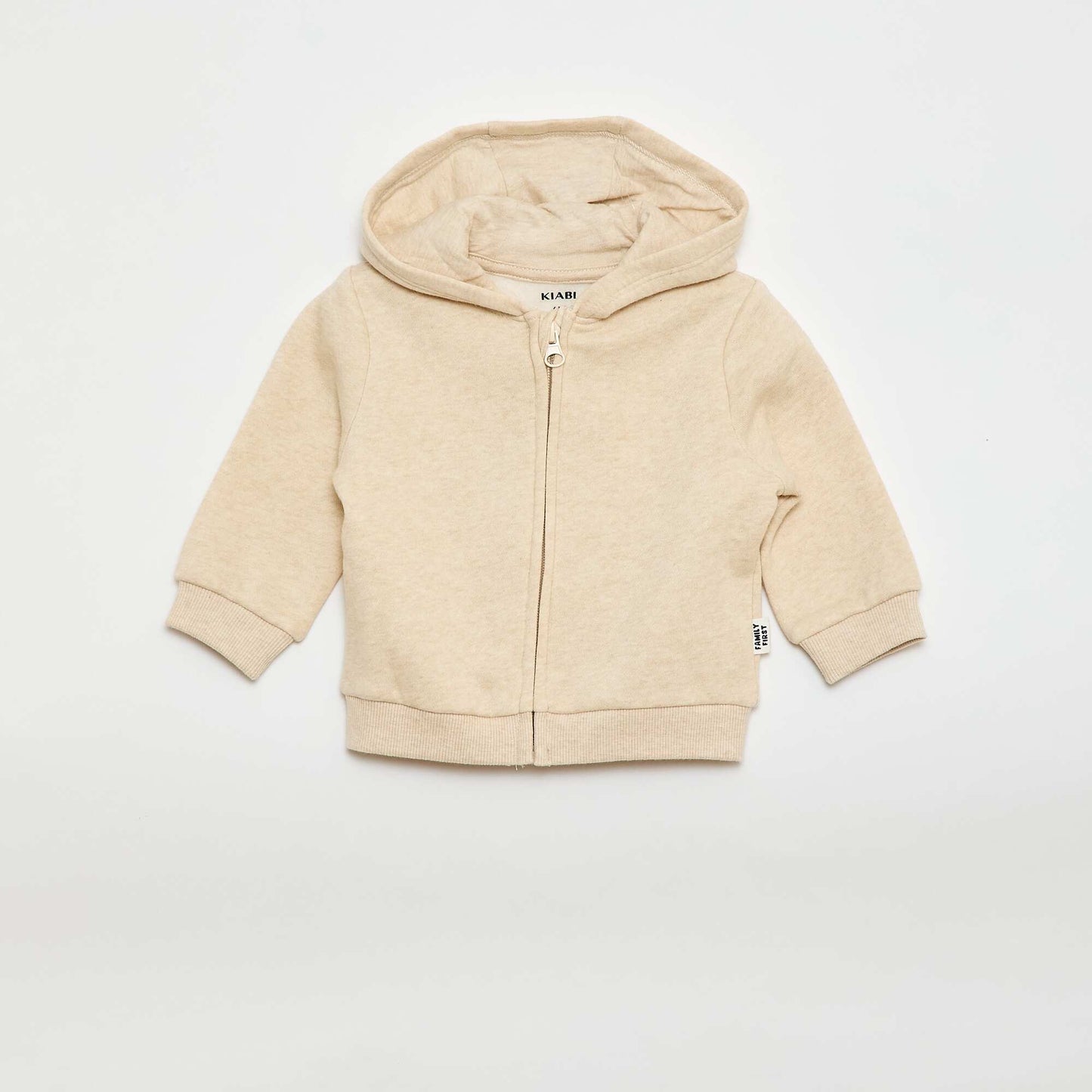 Zipped Fleece Hoodie BEIGE